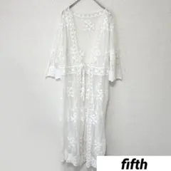 ୨୧ フィフス ロングレースカーディガン 花柄刺繍 薄手 羽織 レディース