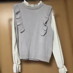 フリル付き 長袖 ニット トップス M ラベンダー INGNI