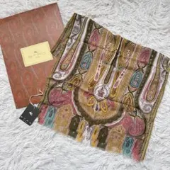 【タグ付き】ETRO スカーフ　ペイズリー柄　ピンク　ブルー　シルク100%