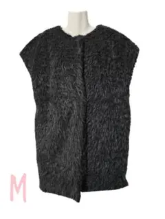 ●新品/ベスト/M/ファー/ジレ/黒系/レディース/レディース*0566