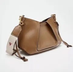 ZARA プリーツミニバッグ イニシャル刺繍キャンバス替ベルト付き