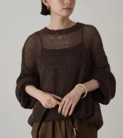 【新品】Loungedress ラウンジドレス スパンコール生地ニット ブラウン