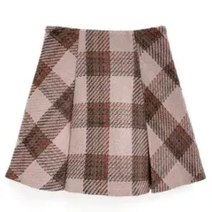 インパン裏地付きツイードチェックミニスカート GRL グレイル ミニスカ ピンク