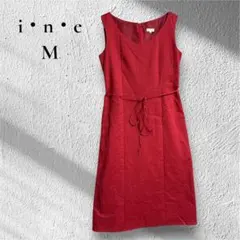 【I.n.e】【M】2 コットン　柔らか　紐付き　ノースリーブ　膝丈　レッドのサムネイル