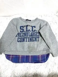 moujonjon グレー 長袖カットソー プリント 100cm 重ね着風