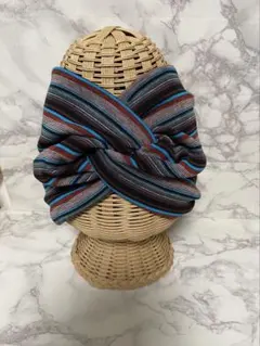 エスニック アジアン ボーダー 超幅広 ターバン ヘアバンド