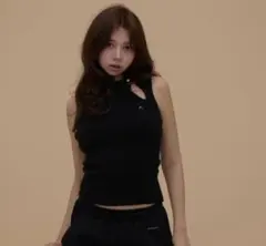 トップス andmary Zoff slit tank black ANDMARY】Zoff slit tank