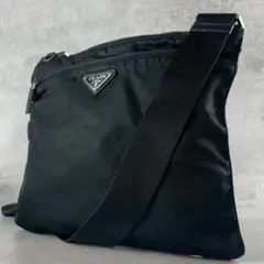 美品✨PRADA ショルダーバッグ ポシェット ナイロン 三角ロゴ ブラック