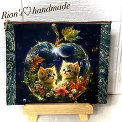 まるで宝石の煌めき猫ちゃんhandmade通帳/お薬手帳ポーチ ガラスドーム