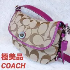 【極美品】コーチ シグネチャー 2WAYバッグ ピンクパープル