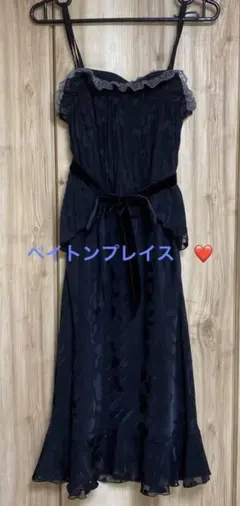 ❣️ペイトンプレイス　黒　花柄ラメ入りシフォン　キャミワンピース