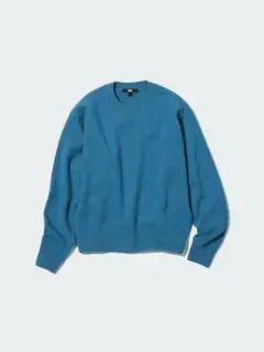 【ユニクロ】プレミアムラムクルーネックセーター 長袖 ブルー S