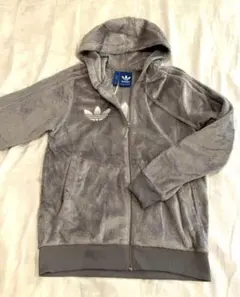 adidas フリースパーカー グレー UK S