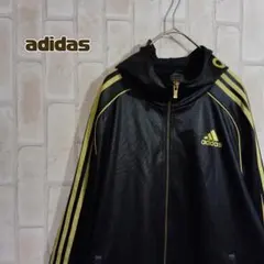 アディダス　adidas　トラックジャケット　コーティング　フード　金　黒