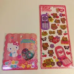 【新品】ハローキティ　おはじきシールフレーク　日焼けキティ　平成はっぴーフォン