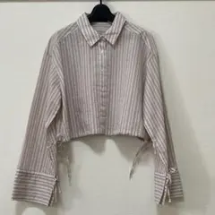 beams heart クロップド リボン シャツ