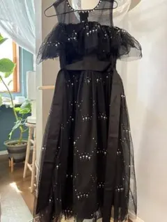 黒のフリルドレス 140サイズ　オフショルダー　発表会