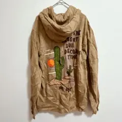レア✨INDEPENDENT【S】サボテン刺繍 ベージュ パーカー 茶色