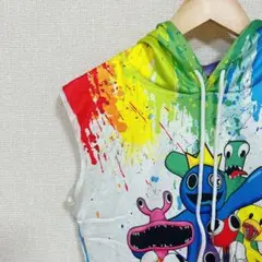 カラフルスプラッシュフード付きノースリーブ　レインボーフレンズ