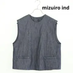 ミズイロインド mizuiro ind デニムショートベスト　インディゴ
