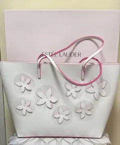 【エスティローダー】ノベルティ花モチーフトートバッグ ホワイトのサムネイル