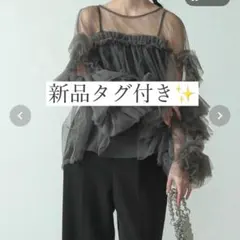 【新品タグ付き✨️】kana デコラティブチュールトップス グレー 人気モデル