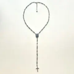 ロングネックレス　クロス　Y2K シルバーアクセサリー　フェアリーグランジ