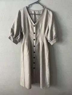 ベージュ 半袖 シャツワンピース Mサイズ