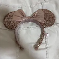 ミニー耳カチューシャ ローズゴールド スパンコール