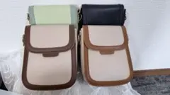 スマホショルダーバッグ ベージュ 黒 緑4点セット