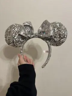 ミニーマウスカチューシャ シルバー ネイビー