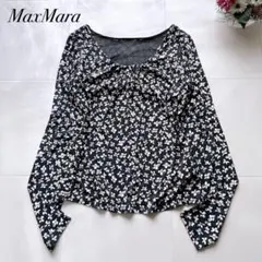 美品✨MaxMara マックスマーラ 長袖カットソー 花柄 ネイビーのサムネイル