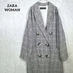 ZARA WOMAN グレンチェック　総柄　チェスターコート　ロングコート