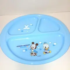ディズニー ベビー用お皿 青 ミッキー、ドナルドダック