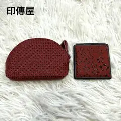【未使用】印傳屋 インデンヤ コインケース 鏡 レッドのサムネイル