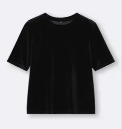 GU シアーベロアTシャツ ブラック