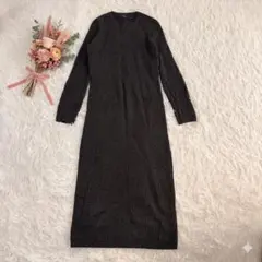 ポロラルフローレン カシミヤ混 リブニット ロングワンピース グレー XS