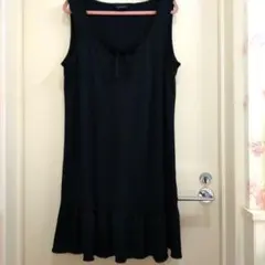 H-8 黒　インゲボルグ　チュニック、ワンピース　リボン＆ピコフリル付