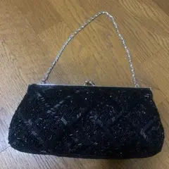 Couture ビーズ装飾 ブラッククラッチバッグ