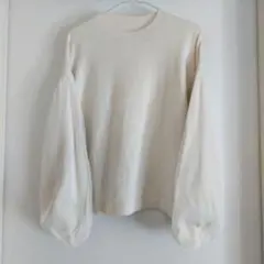 SENSE OF PLACE アイボリー バルーンスリーブ ニット シフォン F