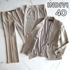 インディヴィ パンツ スカート スーツ セットアップ 40 グレー