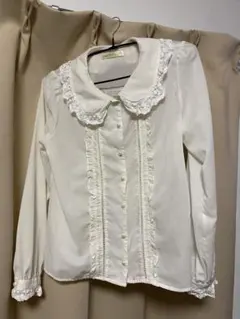 Ank Rouge レース襟アイボリーブラウスM