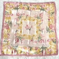 NINA RICCI☆ニナリッチ☆大判スカーフ ピンク　ボーダー　シルク100%のサムネイル