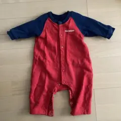 MIKI HOUSE ロゴ入り赤紺ロンパース　70