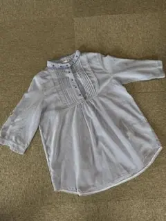 ストライプ柄刺繍付き五分袖シャツ