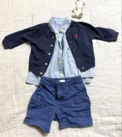 【超特】Ralph Lauren ベビー服 カーディガン・シャツ・パンツセット