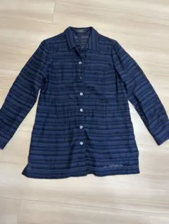 leilian ネイビー ストライプ 長袖シャツ