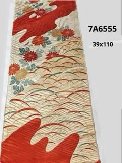 7A-6555着物はぎれ　和柄　和布　正絹 振袖生地　　39x110