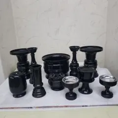 蔵出し特価 天祥 仏具セット11具足 4.5寸 黒光色定価141,000円(2 