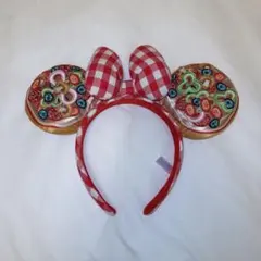 ディズニー　ピザ　カチューシャ　赤チェック